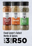 Food Lover's Select Herbs & Spices-For 3
