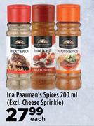 Ina Paarman's Spices (Excl.Cheese Sprinkle)-200ml Each