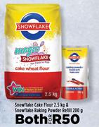 Snowflake Cake Flour 2.5Kg & Snowflake Baking Powder Refill 200g-Both For