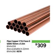 Pipe Copper CTA Class 0 SABS 81414259-15mm X 5.5m