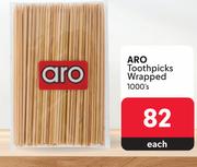 Aro Toothpicks Wrapped-1000's Pack Each