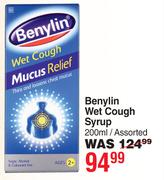 Benylin Wet Cough Syrup Assorted-200ml