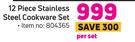 Zellini 12 Piece Stainless Steel Cookware Set- Per Set
