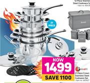 Issolli 21 Piece Crown Stainless Steel Cookware Set- Per Set