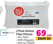 Mainstays 2 Pack Hollow Fiber Pillows- Each