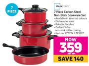 Mainstays 7 Piece Carbon Steel Non-Stick Cookware Set- Per Set