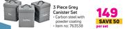 3 Piece Grey Canister Set- Per Set