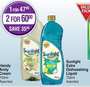 Sunlight Extra Dishwashing Liquid Assorted-For 2 x 750ml