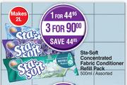 Sta Soft Concentrated Fabric Conditioner Refill Pack Assorted-For 3 x 500ml