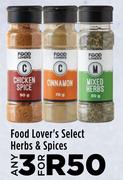 Food Lover's Select Herbs & Spices-For Any 3
