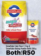 Snowflake Cake Flour 2.5 Kg & Snowflake Baking Powder Refill 200g-For Both
