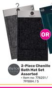 Dulce Home 2 Piece Chenille Bath Mat Set Assorted-Each