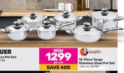 Tissolli 12 Piece Tango Stainless Steel Pot Set-Per Set