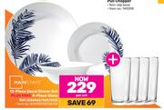 Mainstays 12 Piece Decal Dinner Set Plus Free 4 Piece Glass Set-Per Set
