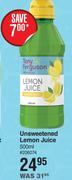 Tony Ferguson Unsweetened Lemon Juice-500ml