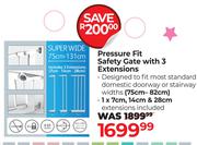 Bambino Pressure Fit Safety Gate With 3 Extensions