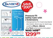 Bambino Pressure Fit Safety Gate With 2 Extensions