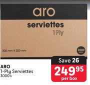 Aro 1 Ply Serviettes 3000's-Per Box