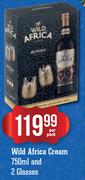 Wild Africa Cream-750ml & 2 Glasses-Per Pack