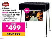 Expert Grill X-Large Charcoal Braai Plus Camp Master Firelighters 12 Pack