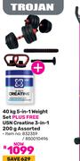 Trojan 40Kg 5 In 1 Weight Set Plus Free USN Creatine 3 In 1 200g Assorted