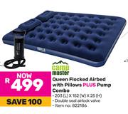 Camp Master Queen Flocked Airbed With Pillows Plus Pump-Combo