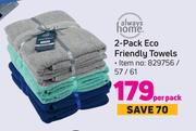 Always Home Eco Friendly Towels-2 Per Pack