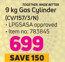 Megamaster 9Kg Gas Cylinder CV/157/3/N