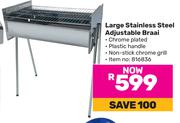Large Stainless Steel Adjustable Braai
