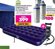 Campmaster Flocked Double Airbed Plus Air Pump 300mm T15-120A-041