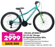 Raleigh 24" Or 26" Mirage 21 Speed Mountain Bike