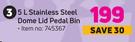 Mainstays 5L Stainless Steel Dome Lid Pedal Bin