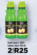 Food Lover's 100% Lemon Juice-For 2 x 350ml