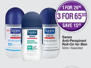 Sanex Anti Perspirant Roll On For Men Assorted-For 1 x 50ml 