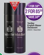 Yardley English Blazer Deodorant Assorted-For 1 x 250ml 