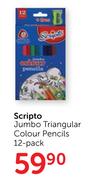 Scripto Jumbo Triangular Colour Pencils 12 Pack