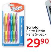 Scripto Retro Neon Pens 5 Pack