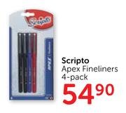 Scripto Apex Fineliners 4 Pack