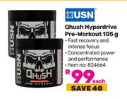 USN Qhush Hyperdrive Pre-Workout 824664-105g Each