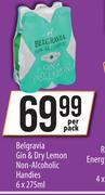 Belgravia Gin & Dry Lemon Non Alcoholic Handies-6 x 275ml Per Pack