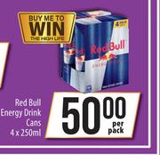 Red Bull Energy Drink Cans-4 x 250ml Per Pack