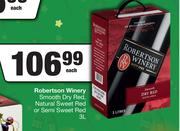Robertson Winery Smooth Dry Sed,Natural Sweet Red Or Semi Sweet Red-3L Each
