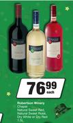 Robertson Winery Chapel Natural Sweet Red,Natural Sweet Rose,Dry White Or Dry Red-1.5L Each