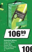 Robertson Winery Crisp Dry White, Extra Light,Sweet White,Semi Sweet White Or Sweet Rose-3L Each