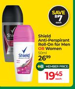 Shield Anti Perspirant Roll On For Men Or Women-50ml