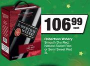 Robertson Winery Smooth Dry Red,Natural Sweet Red Or Semi Sweet Red-3L Each