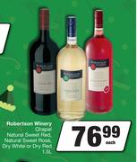 Robertson Winery Chapel Natural Sweet Red,Natural Sweet Rose,Dry White Or Dry Red-1.5L Each