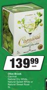 Olive Brook Carnival Natural Dry White,Natural Sweet White Or Natural Sweet Rose-5L Each