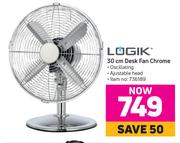Logik 30cm Desk Fan Chrome