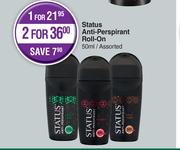 Status Anti-Prespirant Roll-On Assorted-For 1 x 50ml